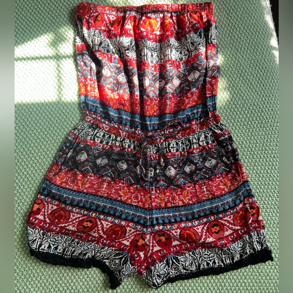Angie Multicolor Strapless Romper